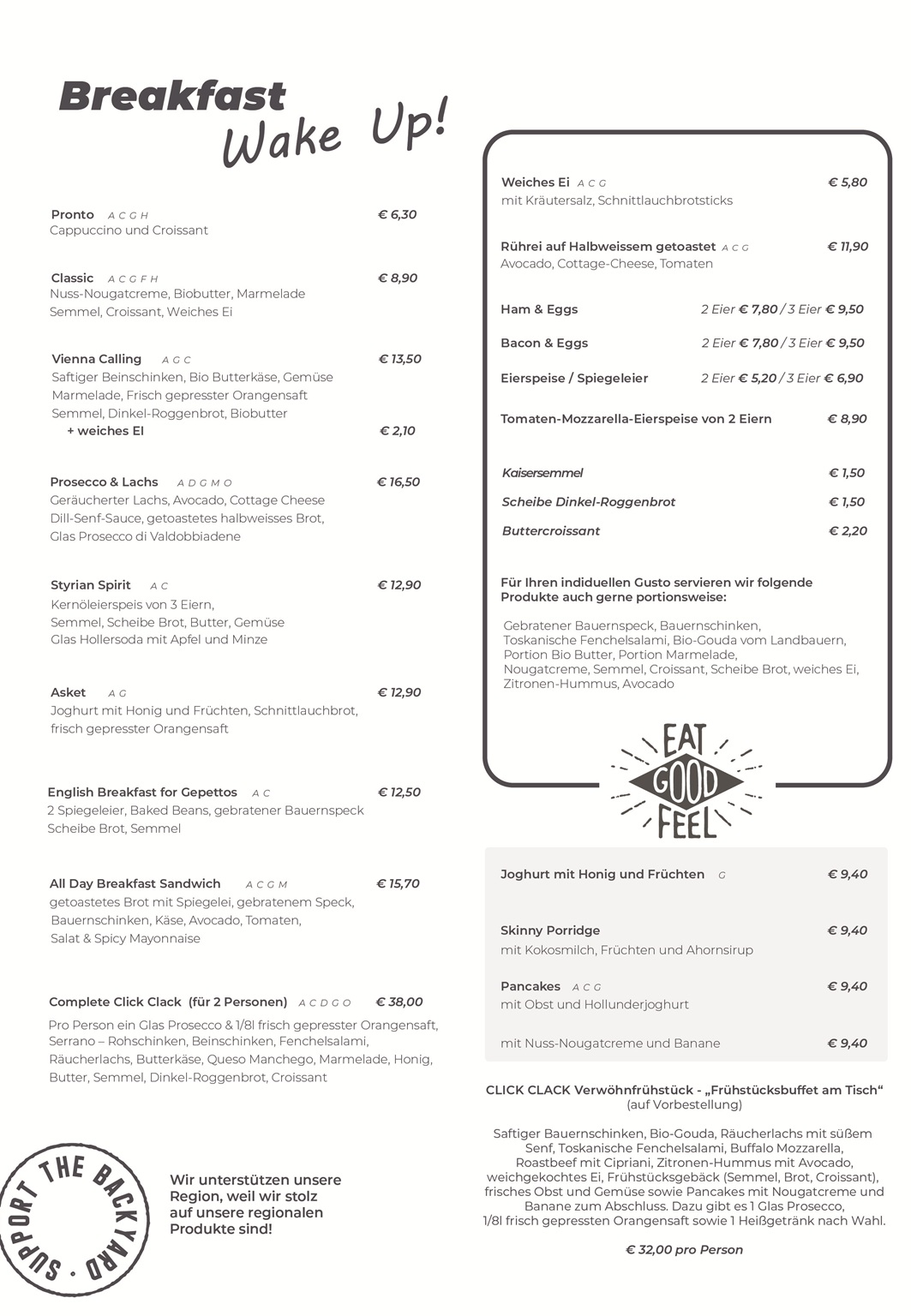 Frühstückskarte